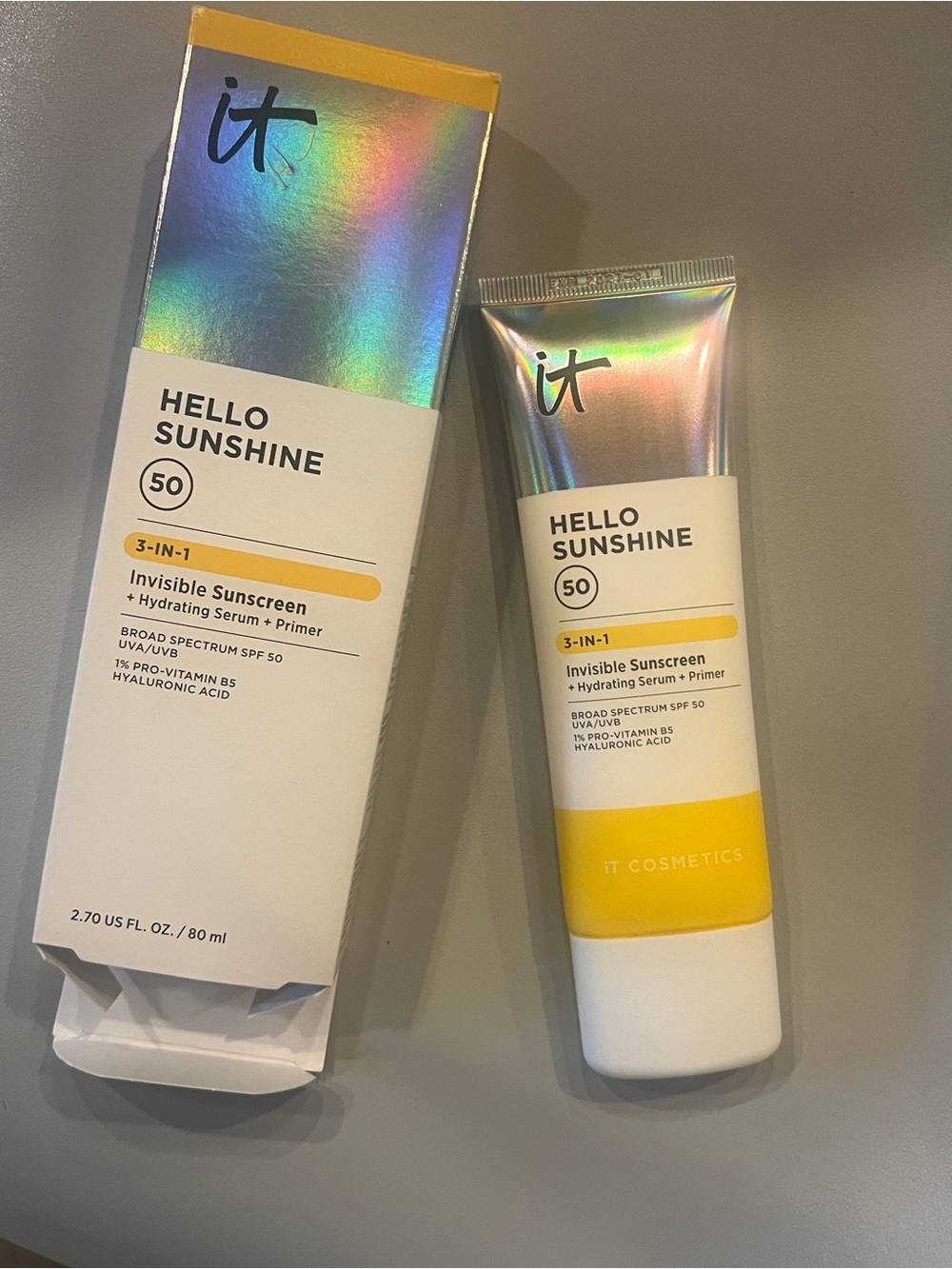 it Cosmetics Hello Sunshine Invisible Sunscreen For Face SPF 50 LARGE 2.7 oz NIB
